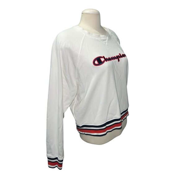 Champion Crewneck Long Sleeve Casual Logo Sweatshirt Sz XL Womens Red White Blue - Picture 10 of 11
